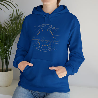 Custom "Signed, Stamped, Delivered Notary Signing Agent" Graphic Unisex Heavy Blend Hooded Sweatshirt