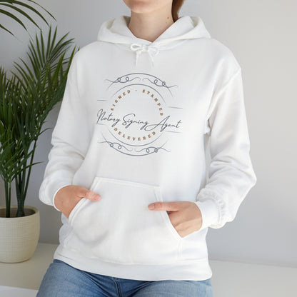 Custom "Signed, Stamped, Delivered Notary Signing Agent" Graphic Unisex Heavy Blend Hooded Sweatshirt