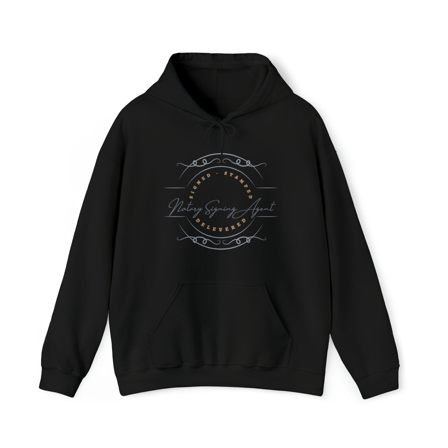 Custom "Signed, Stamped, Delivered Notary Signing Agent" Graphic Unisex Heavy Blend Hooded Sweatshirt