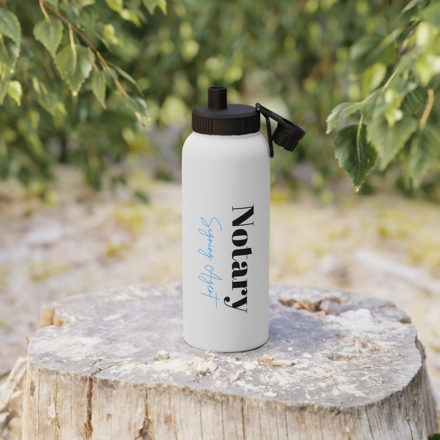 Custom "Notary Signing Agent" - Stainless Steel Water Bottle, Sports Lid